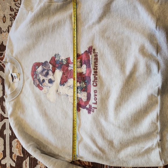 Vintage I Love Christmas with Dog Sweatshirt Size L - Picture 7 of 13